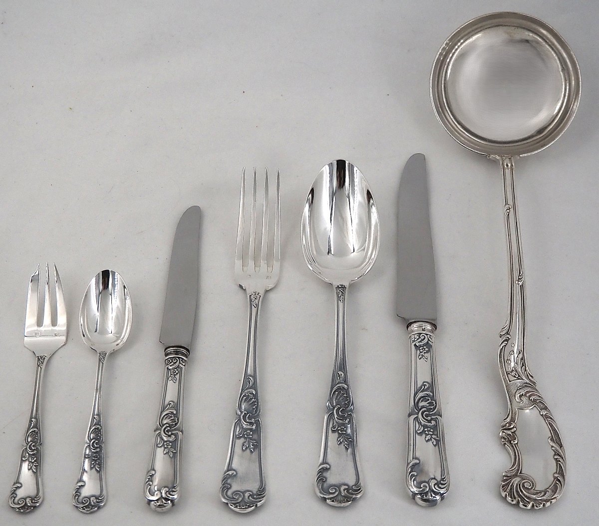 Orbrille Louis XV, Menagère Set 73 Pieces In Silver-plated Metal, In Excellent Condition.-photo-3