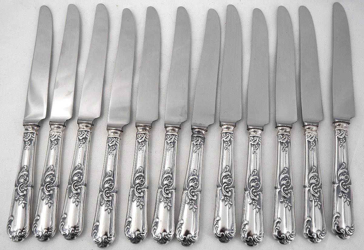 Orbrille Louis XV, Menagère Set 73 Pieces In Silver-plated Metal, In Excellent Condition.-photo-4