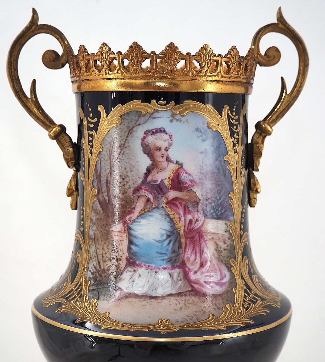 Blue Porcelain Urn Vase From Sèvres, 1847, Louis Philippe, Tuileries Palace-photo-2