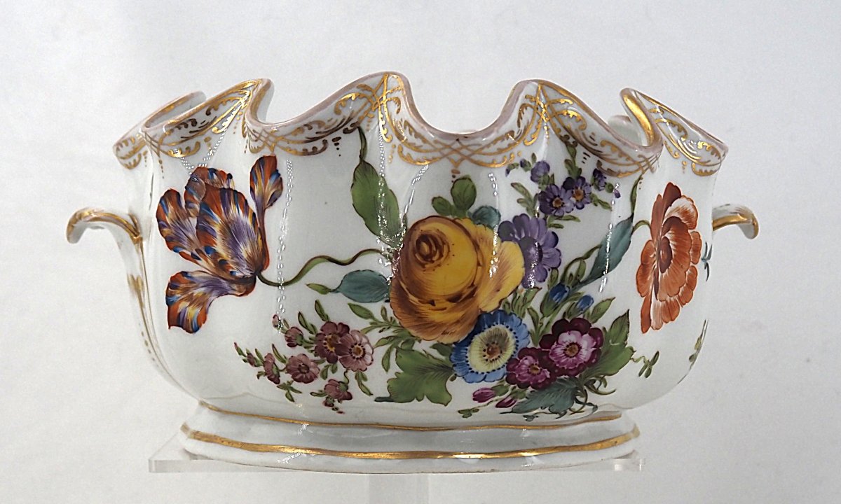Verrière, rafraîchissoir, porcelaine de Saxe, Dresde, vers 1900, excellent état.-photo-3