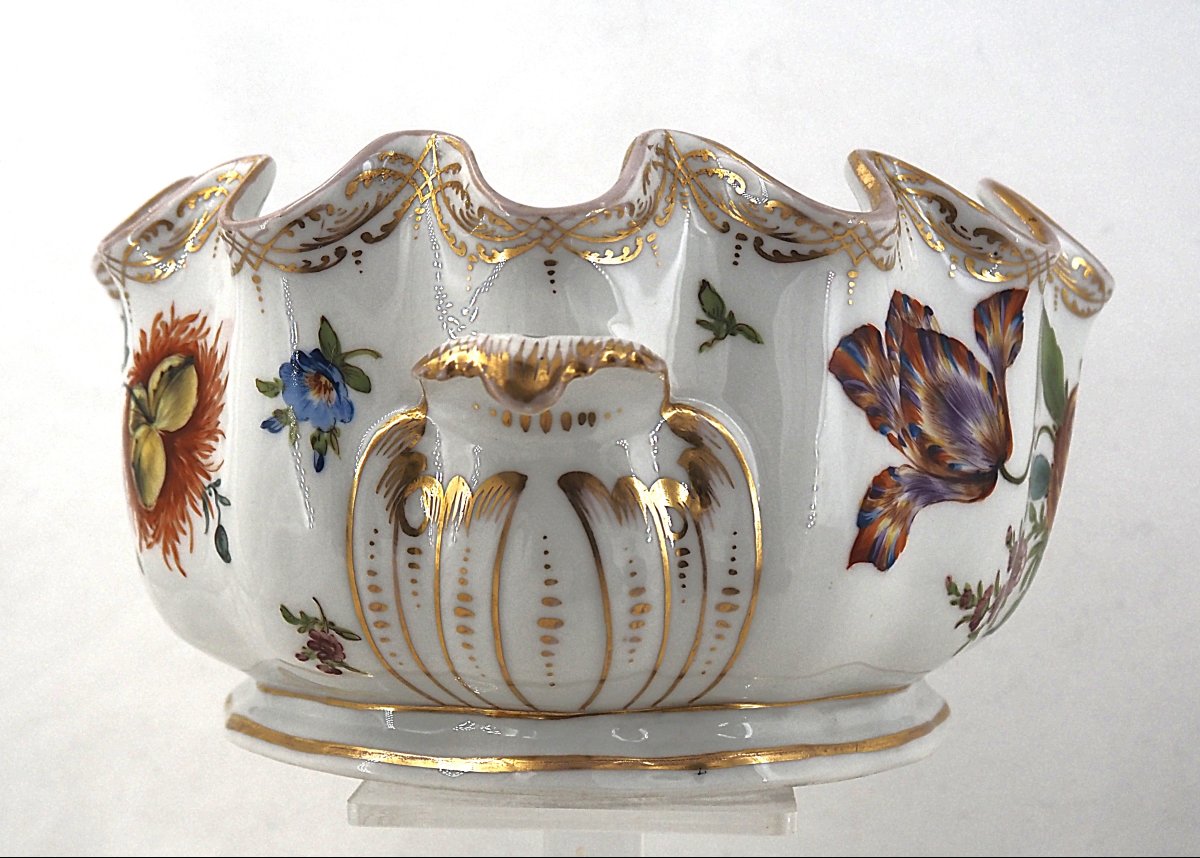 Verrière, rafraîchissoir, porcelaine de Saxe, Dresde, vers 1900, excellent état.-photo-2