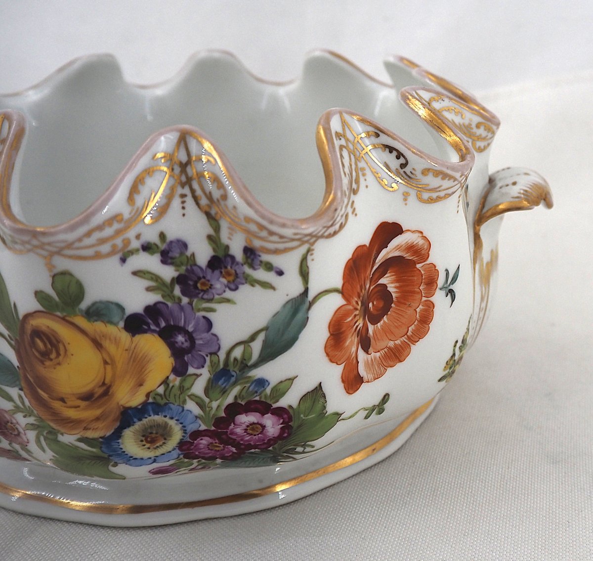 Verrière, rafraîchissoir, porcelaine de Saxe, Dresde, vers 1900, excellent état.-photo-6