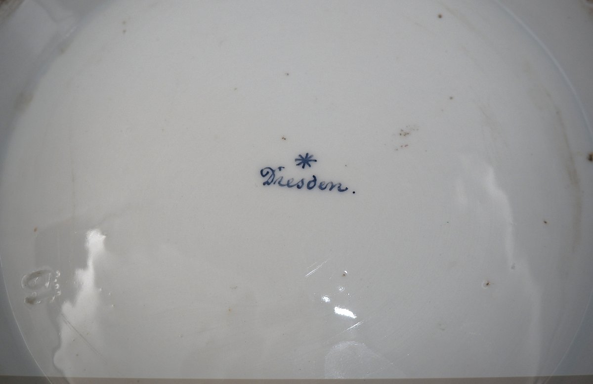 Verrière, rafraîchissoir, porcelaine de Saxe, Dresde, vers 1900, excellent état.-photo-7