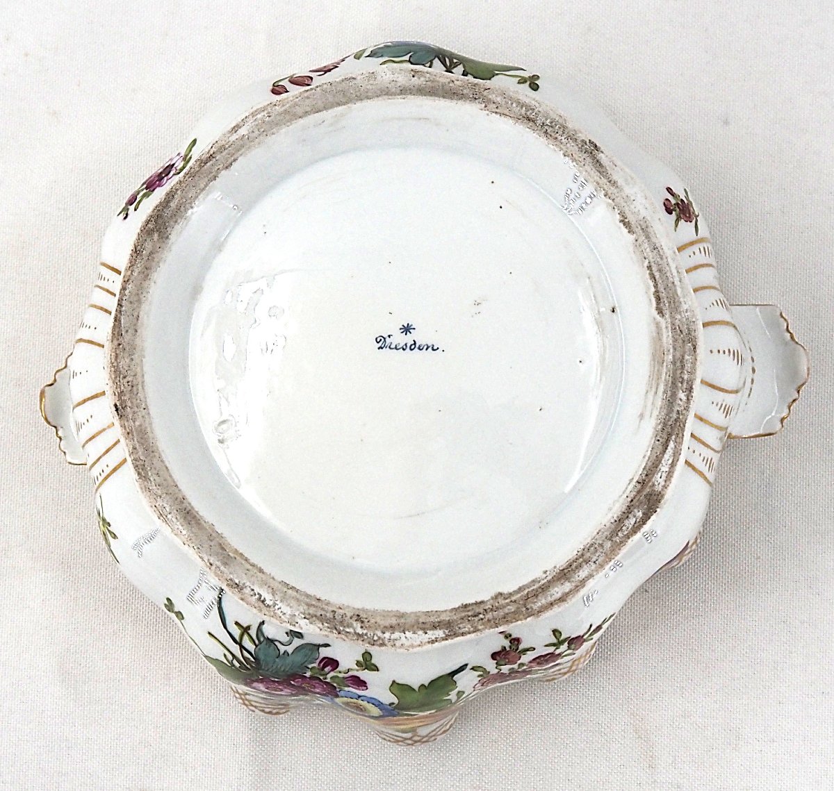 Verrière, rafraîchissoir, porcelaine de Saxe, Dresde, vers 1900, excellent état.-photo-8