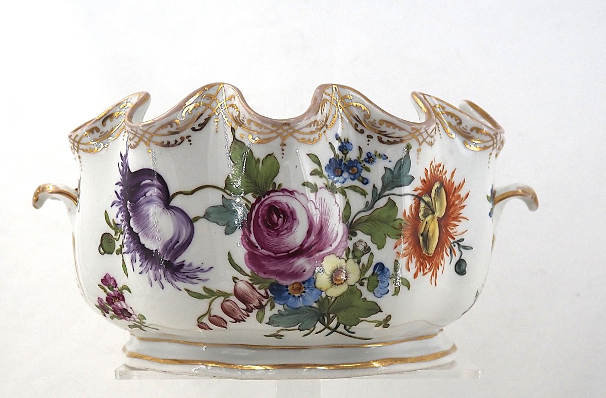 Verrière, rafraîchissoir, porcelaine de Saxe, Dresde, vers 1900, excellent état.