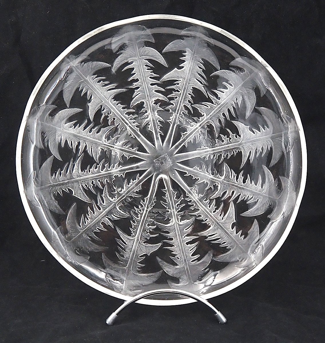 Lalique Vda, Alsatian Glassware, Dandelion Bowl, 29.5 Cm, Excellent Condition, Signed.