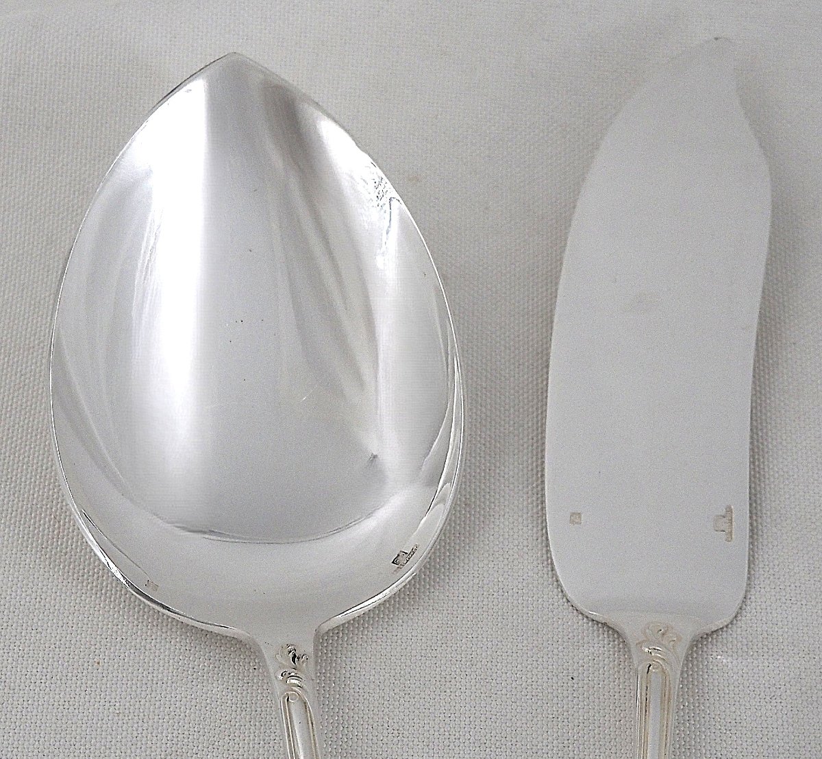Christofle Marly 12 Ice Cream Spoons + 1 Serving Spoon, Silver-plated, 14-piece Set.-photo-1