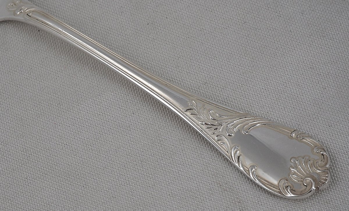 Christofle Marly 12 Ice Cream Spoons + 1 Serving Spoon, Silver-plated, 14-piece Set.-photo-2