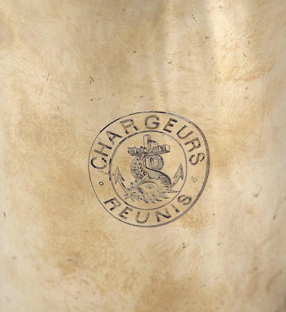 Christofle, grande chocolatière au sigle de la compagnie maritime "Chargeurs réunis".-photo-2