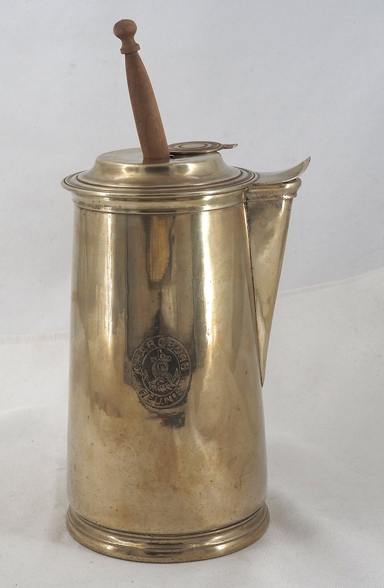 Christofle, grande chocolatière au sigle de la compagnie maritime "Chargeurs réunis".-photo-2
