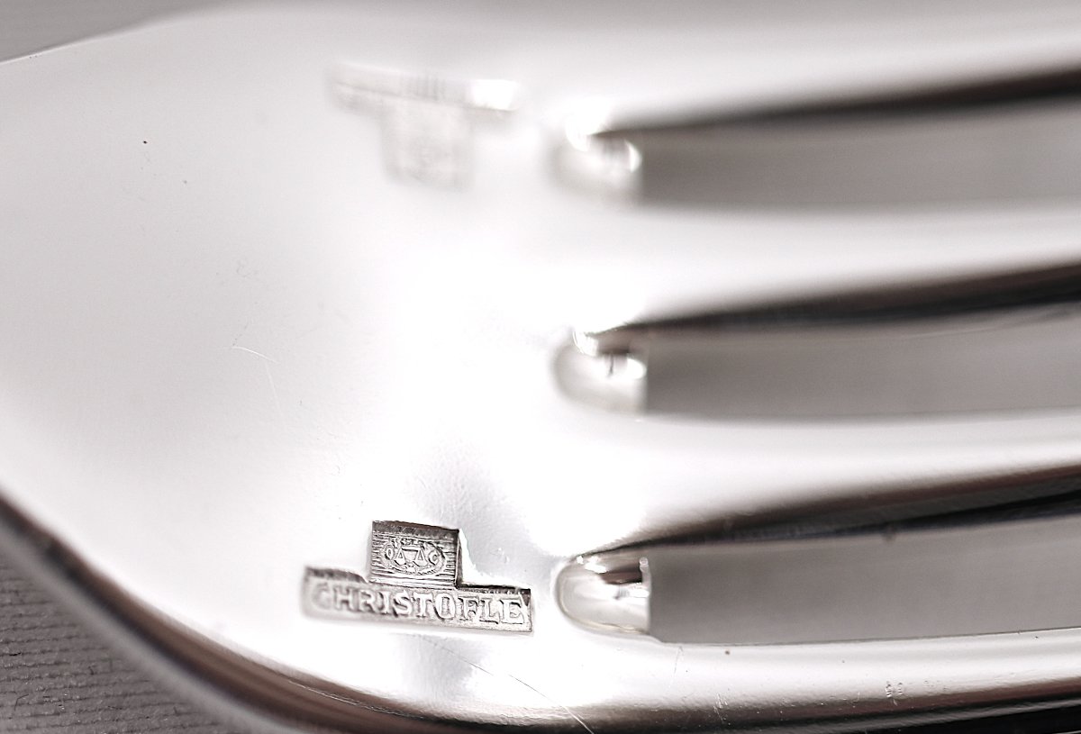 Christofle modèle América, 12 fourchettes à entremets, 17 cm, métal argenté, excellent état.-photo-5