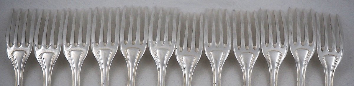 Art Deco-style Ercuis Set, 12 Dessert Sets, 24 Pieces, 16 Cm, In Excellent Condition.-photo-3