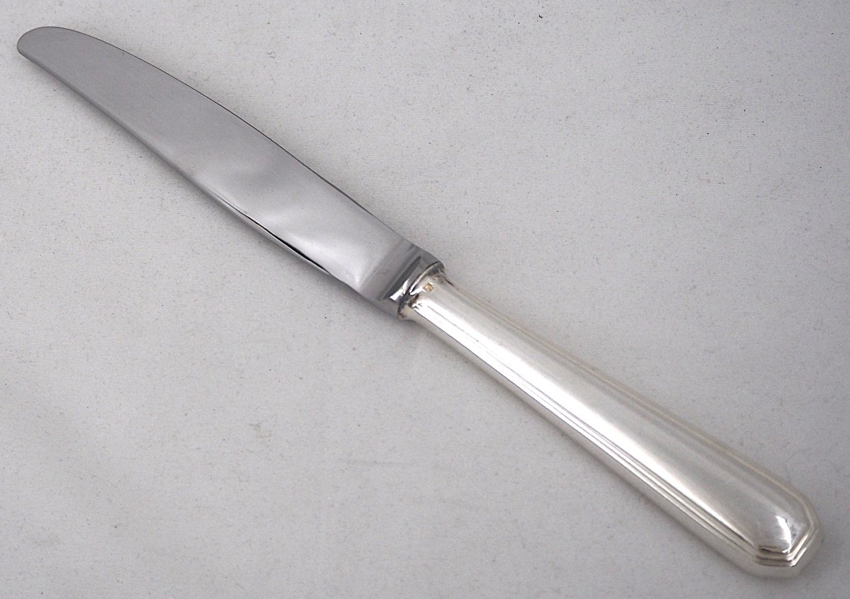 Christofle "américa" Model, Art Deco, 12 Table Knives, Silver-plated Metal, Excellent Condition.-photo-4