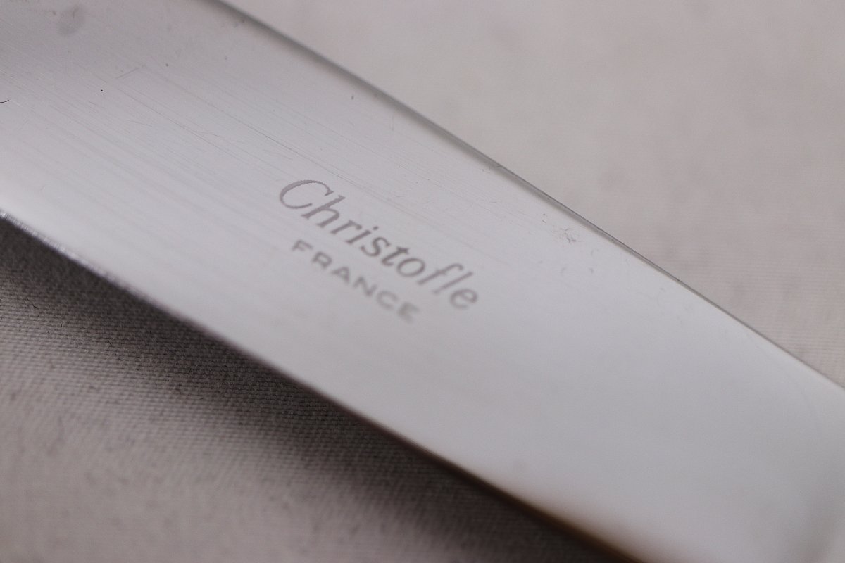 Christofle "américa" Model, Art Deco, 12 Table Knives, Silver-plated Metal, Excellent Condition.-photo-1