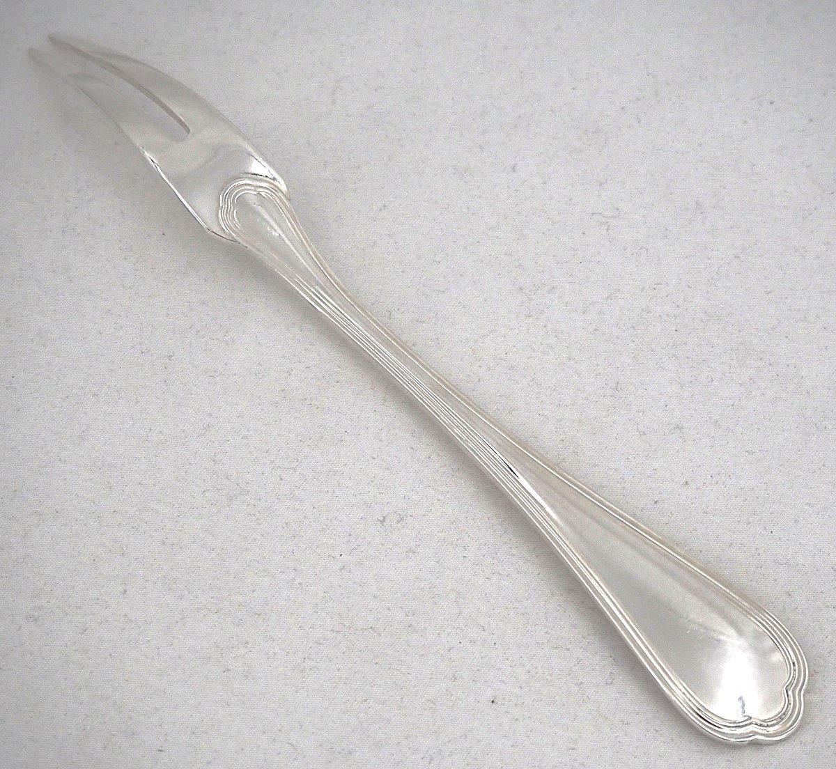 Christofle Spatours Model, 12 Snail And Shellfish Forks, Silver-plated, 17 Cm.-photo-3
