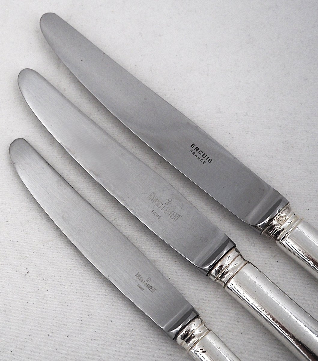 Ravinet d'Enfert, Ercuis modèle Brantôme, lot de 20 couteaux, 10 de table + 10 à dessert.-photo-2