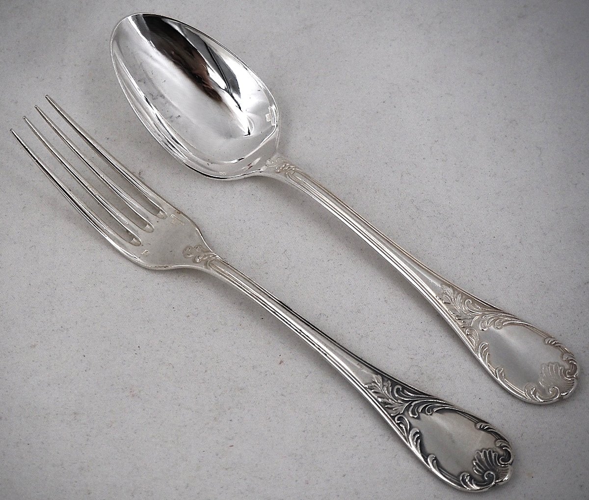 Christofle Marly Model, 12-piece Dessert Set, 24 Pieces, Silver-plated, 17 Cm.-photo-3
