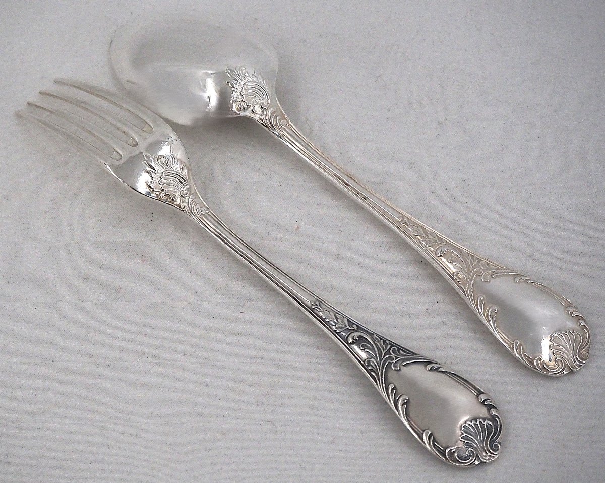 Christofle Marly Model, 12-piece Dessert Set, 24 Pieces, Silver-plated, 17 Cm.-photo-3