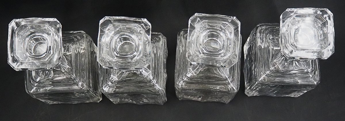 Complete Antique Glassware Set For A Liquor Cabinet, 16 Glasses + 4 Bottles, Cut Crystal.-photo-8