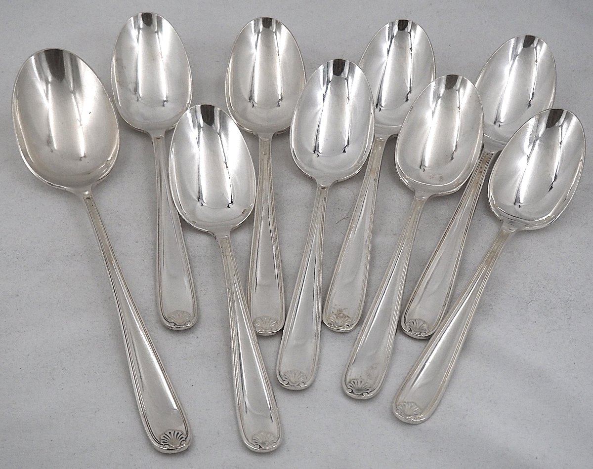 Christofle Marot Pattern, 32-piece Flatware Set For 8 People, Including Knives, Silver-plated.-photo-1