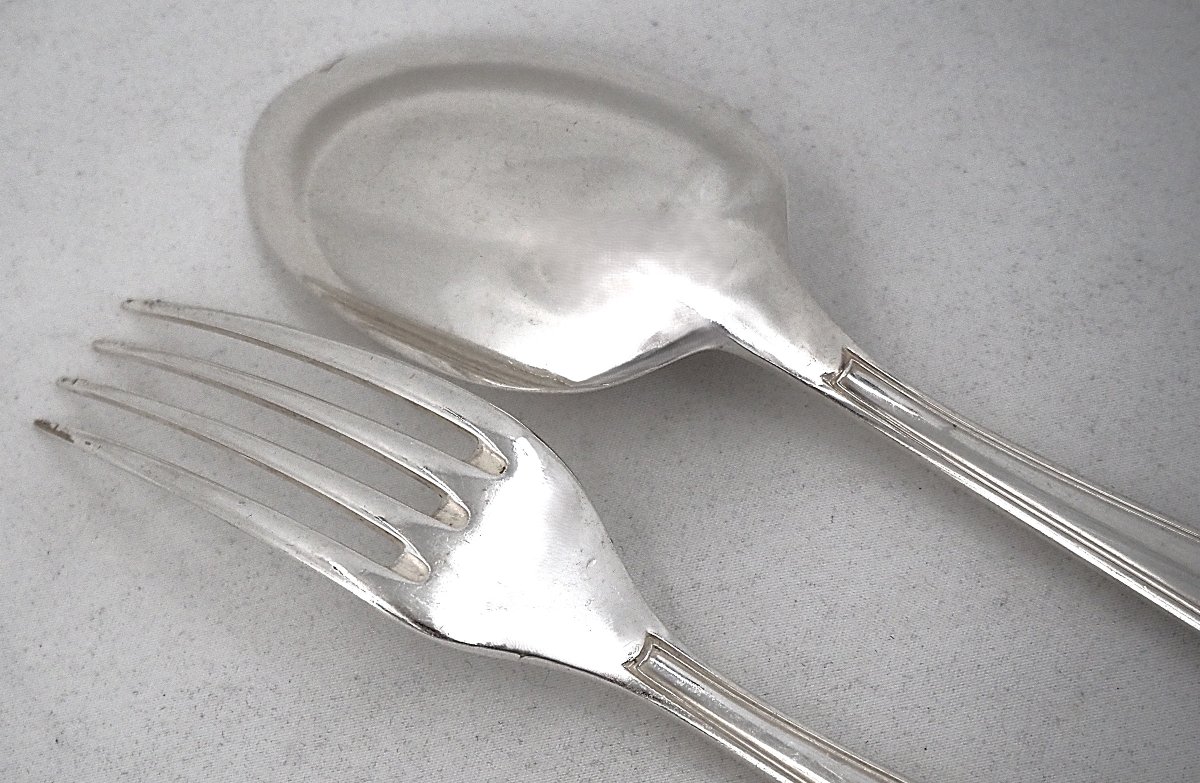 Christofle Marot Pattern, 32-piece Flatware Set For 8 People, Including Knives, Silver-plated.-photo-5