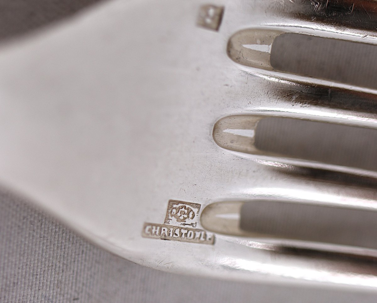 Christofle Marot Pattern, 32-piece Flatware Set For 8 People, Including Knives, Silver-plated.-photo-7