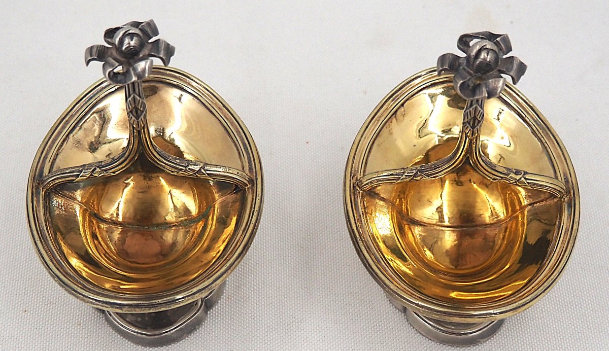 Odiot, Pair Of Salt Cellars, Solid Silver Vermeil Salt Cellars, Minerva.-photo-1