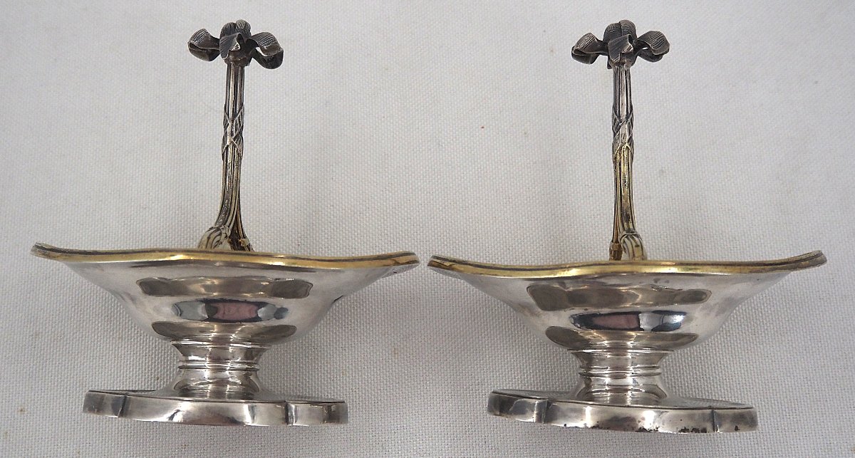 Odiot, Pair Of Salt Cellars, Solid Silver Vermeil Salt Cellars, Minerva.-photo-2