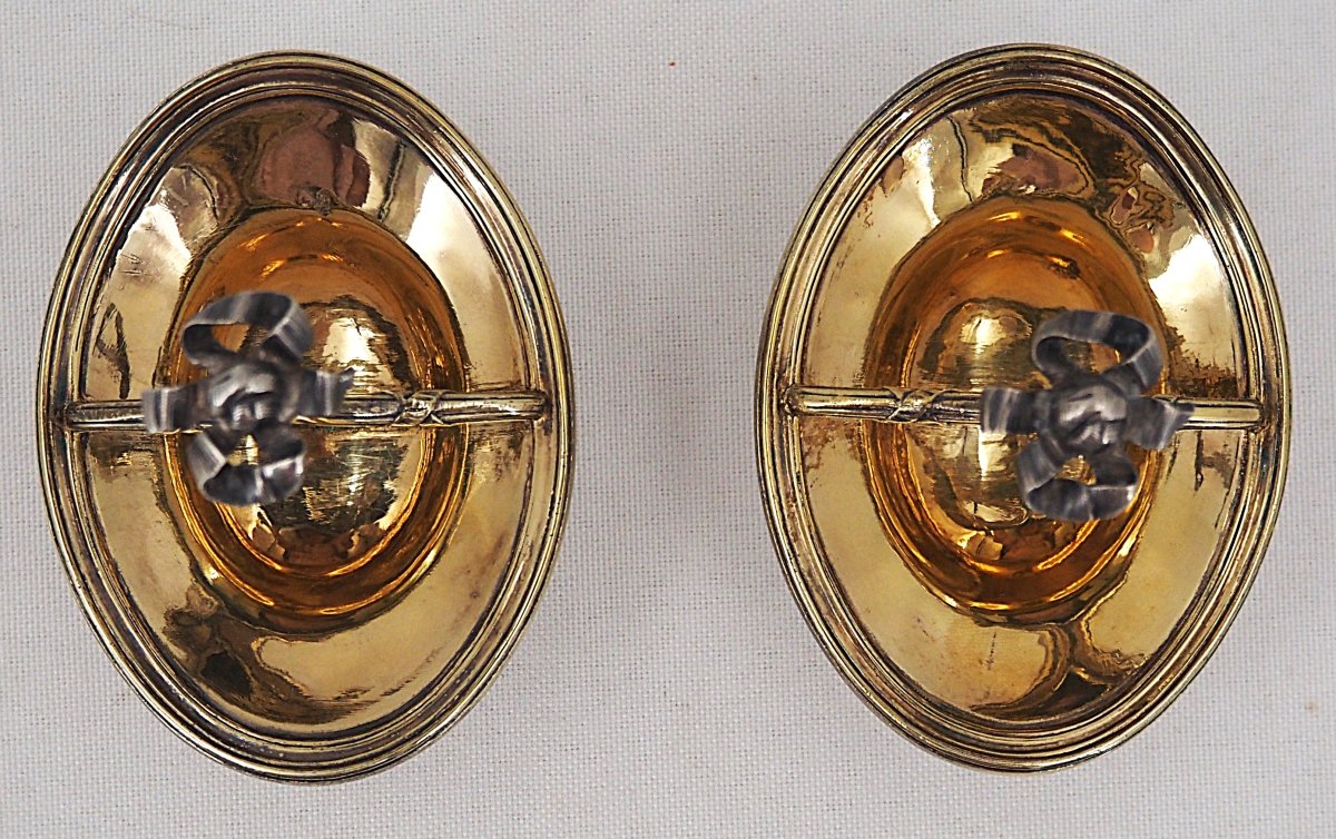 Odiot, Pair Of Salt Cellars, Solid Silver Vermeil Salt Cellars, Minerva.-photo-3