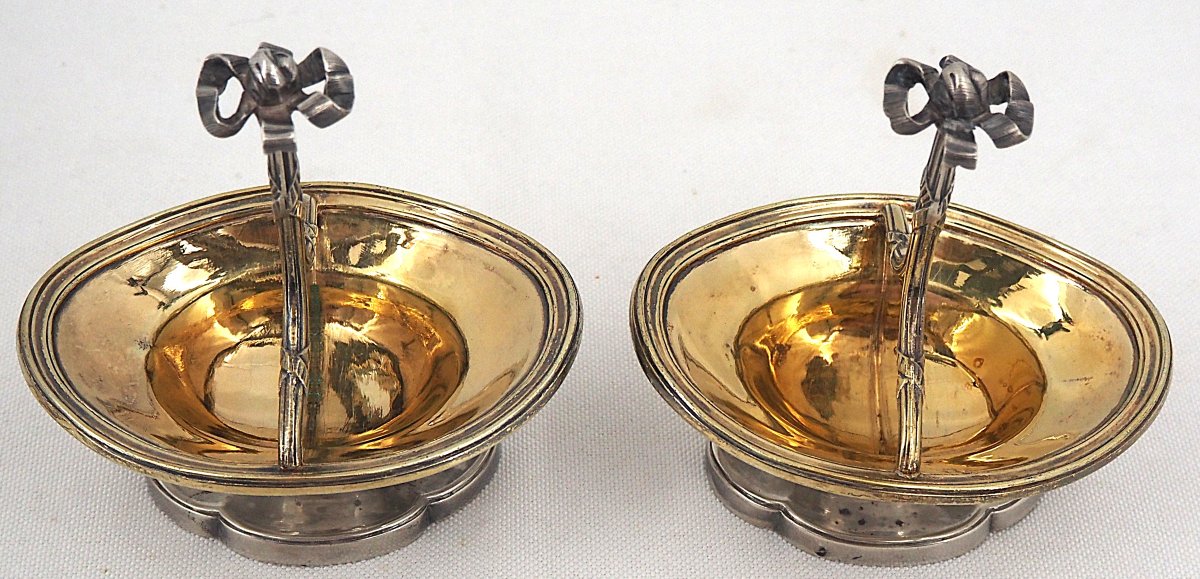 Odiot, Pair Of Salt Cellars, Solid Silver Vermeil Salt Cellars, Minerva.-photo-4