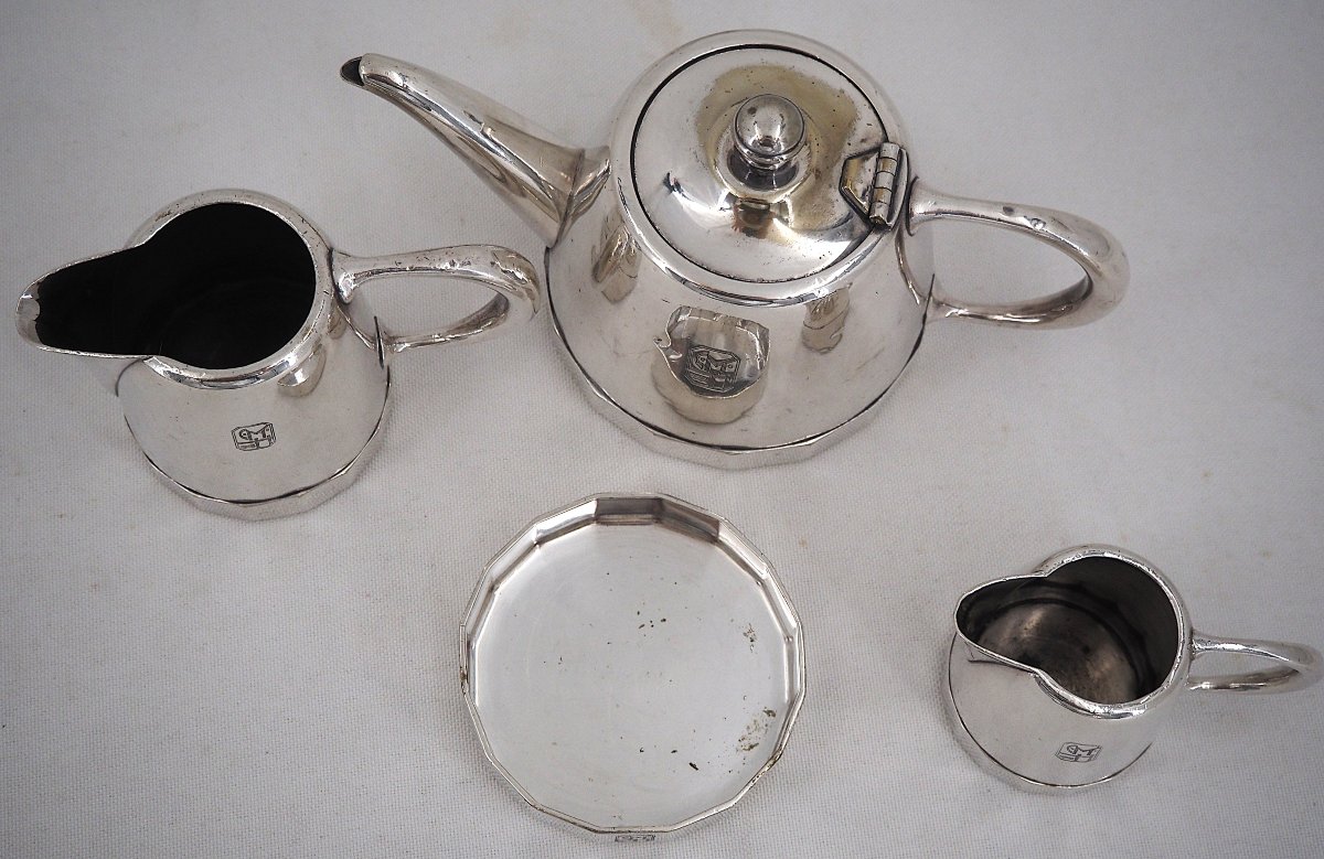 Hotel Silverware, Hôtel Cap Martin, Small Tea And Coffee Set, 4-piece Set, Silver-plated.-photo-4