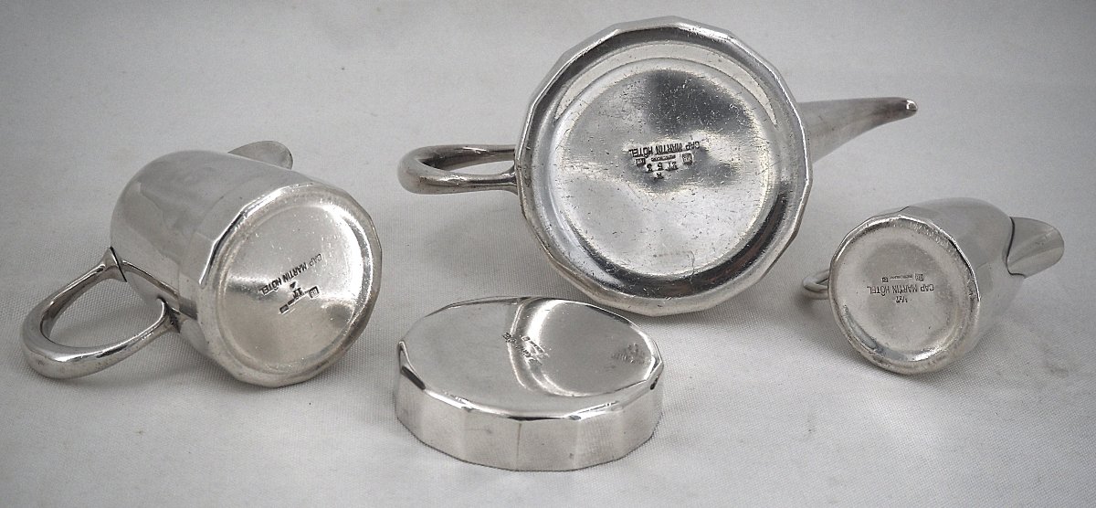 Hotel Silverware, Hôtel Cap Martin, Small Tea And Coffee Set, 4-piece Set, Silver-plated.-photo-6