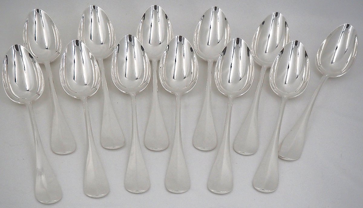 Christofle modèle Baguette, Fidélio ancien, ménagère set 38 pièces en métal argenté.-photo-1
