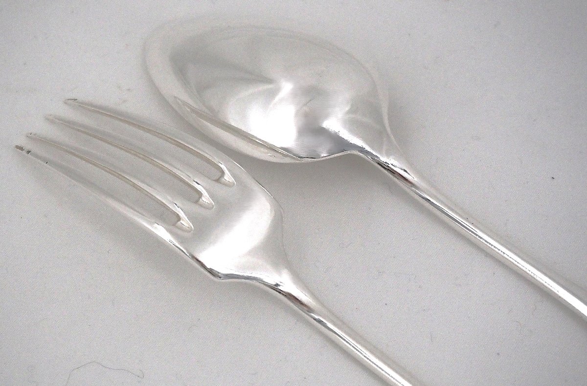 Christofle modèle Baguette, Fidélio ancien, ménagère set 38 pièces en métal argenté.-photo-2