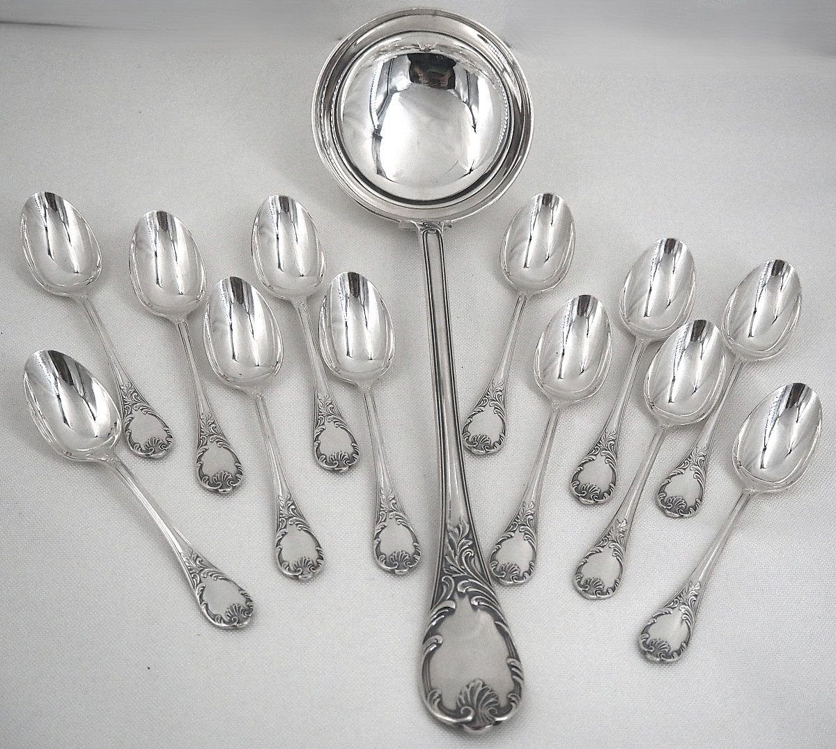 Christofle modèle Marly, ménagère set 49 pièces, couteaux, métal argenté, excellent état.-photo-2