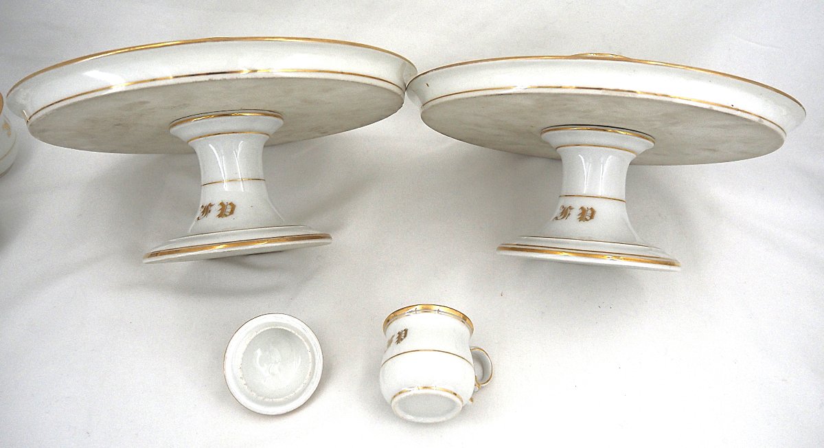 18 Parisian Porcelain Cream Jars, 19th Century, On 2 Original Display Stands, In Excellent Condition.-photo-6
