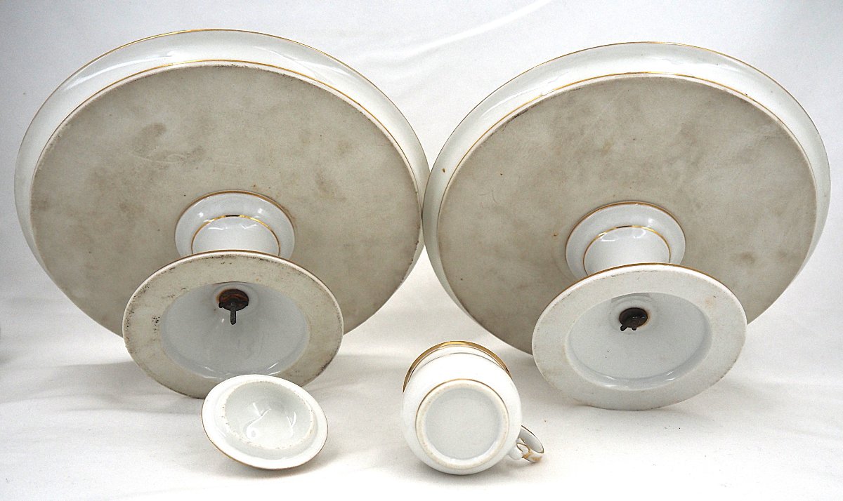 18 Parisian Porcelain Cream Jars, 19th Century, On 2 Original Display Stands, In Excellent Condition.-photo-7