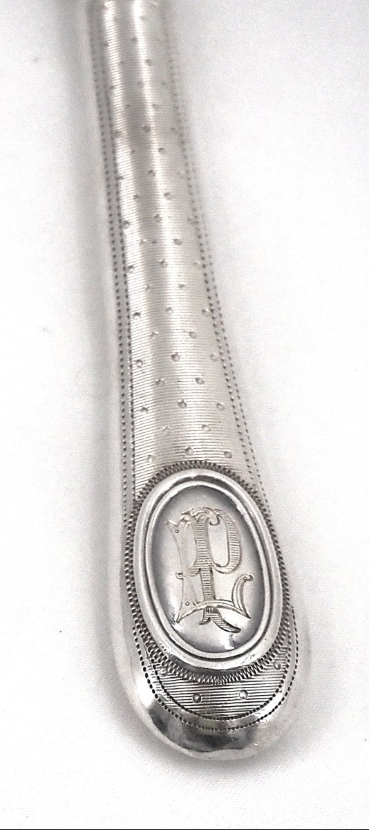 12 Fruit Knives, With Minerve Silver Blades And Handles, Guilloché-patterned, Napoleon III.-photo-1