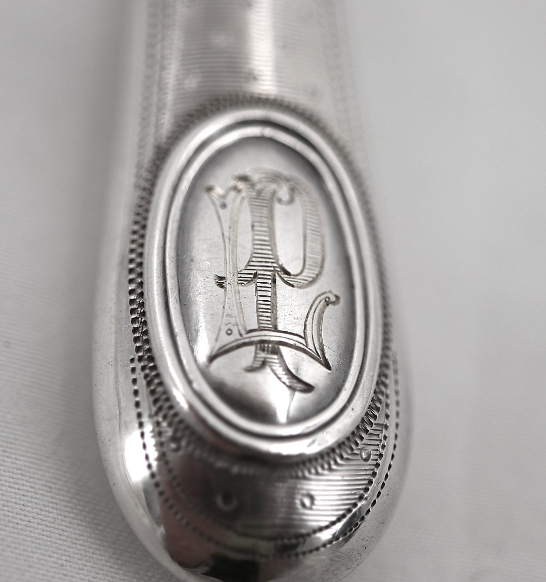 12 Fruit Knives, With Minerve Silver Blades And Handles, Guilloché-patterned, Napoleon III.-photo-2