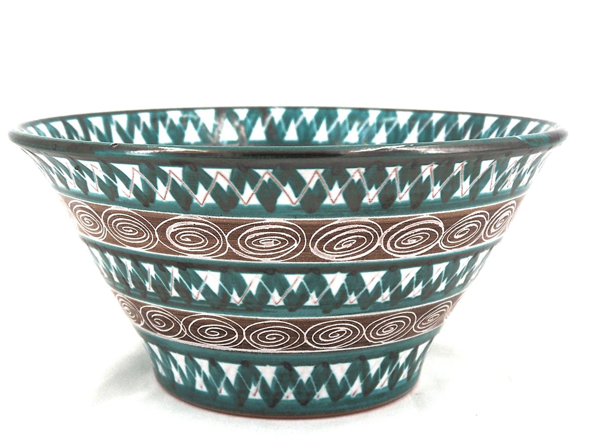 Robert Picault, Large Salad Bowl, Earthenware, 26.5 X 13 Cm, Excellent Condition, Signed.