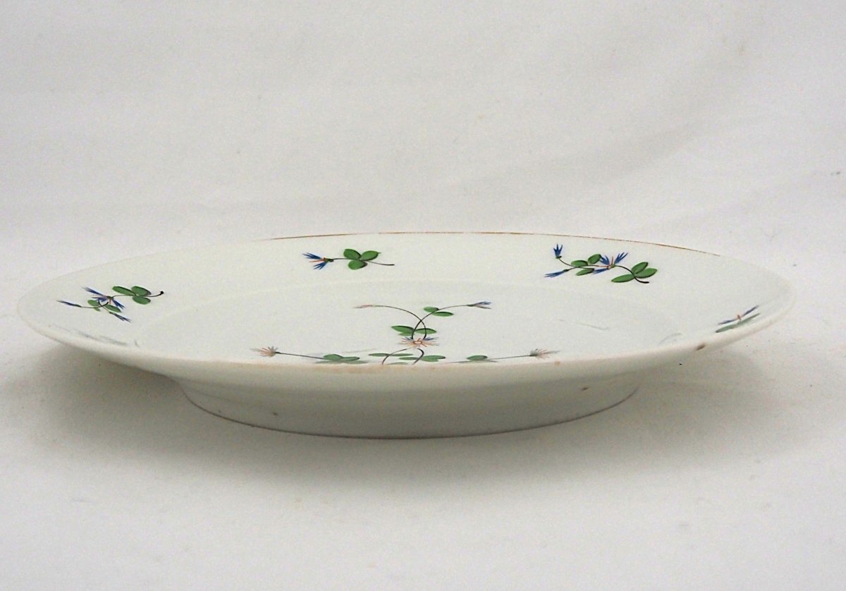 Porcelaine de Paris, XIXe, décor au bardeau, 12 assiettes à dessert + coupe.-photo-4