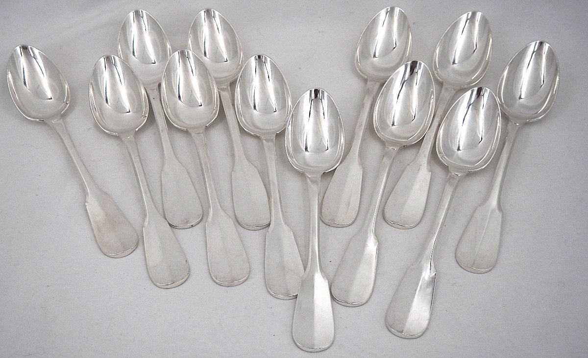 Ercuis modèle Uniplat, Valois, 12 couverts à entremets, dessert, 24 pièces, 18 cm.-photo-1