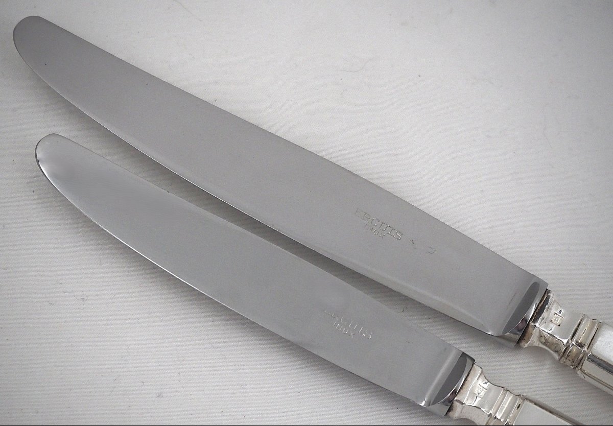 Art Deco Cutlery Set, 24 Pieces: 12 Dinner Knives + 12 Dessert And Cheese Knives.-photo-1