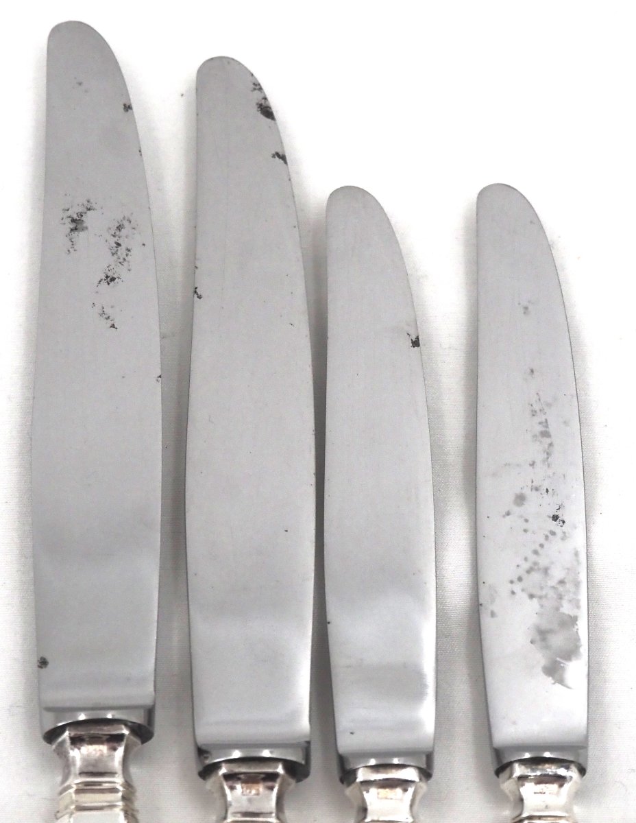 Art Deco Cutlery Set, 24 Pieces: 12 Dinner Knives + 12 Dessert And Cheese Knives.-photo-8