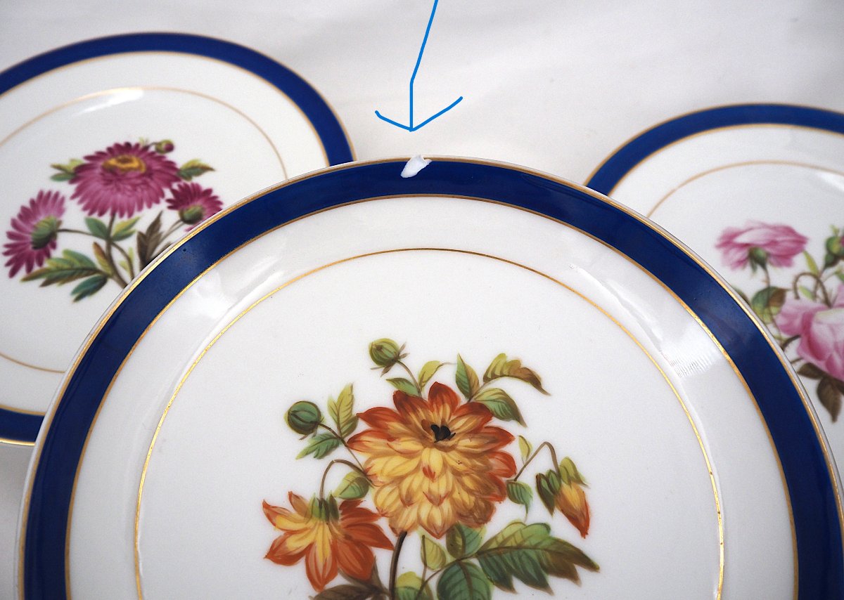 19th-century Paris Porcelain: 24 Plates + 4 Decorated Plates + 1 Flower Vase, Each With A Different Design-photo-7