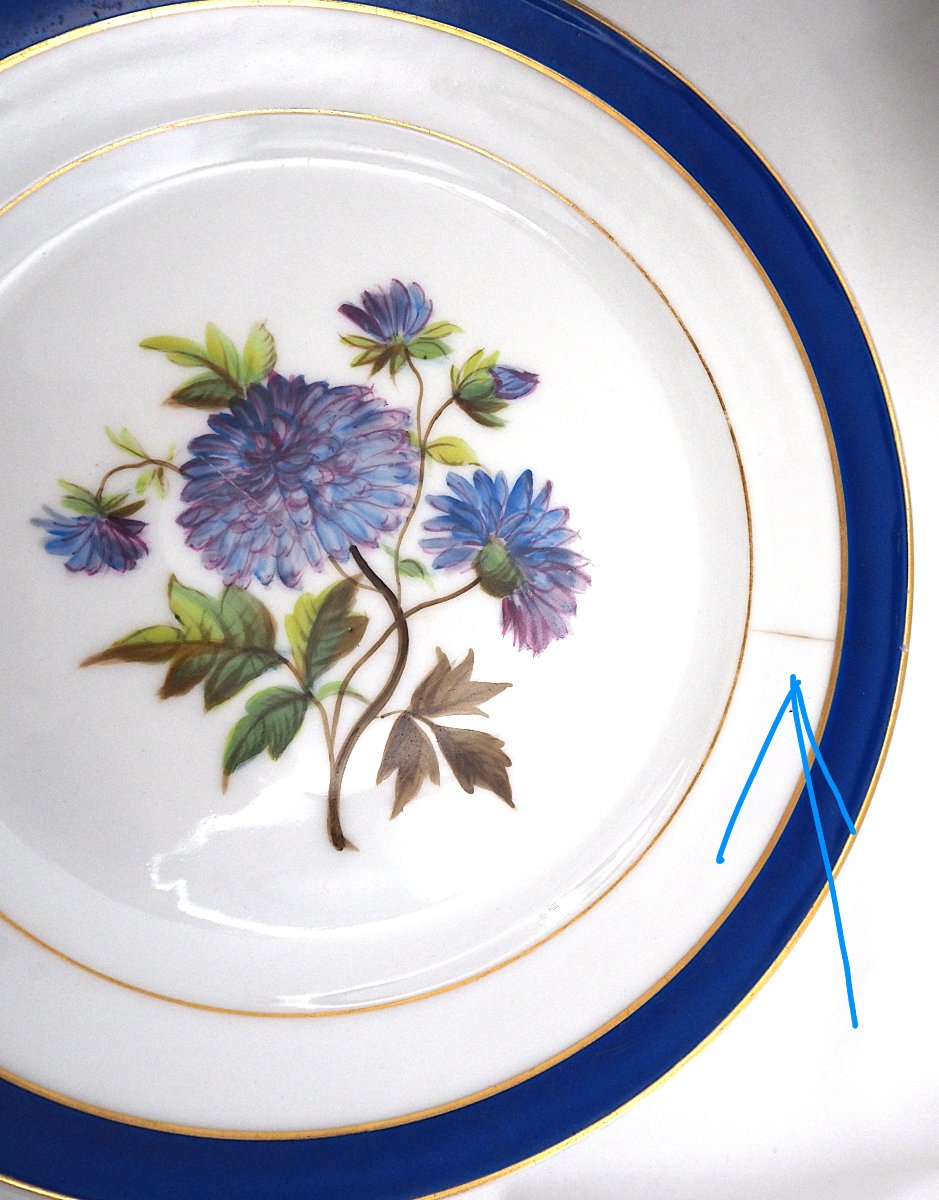 19th-century Paris Porcelain: 24 Plates + 4 Decorated Plates + 1 Flower Vase, Each With A Different Design-photo-8