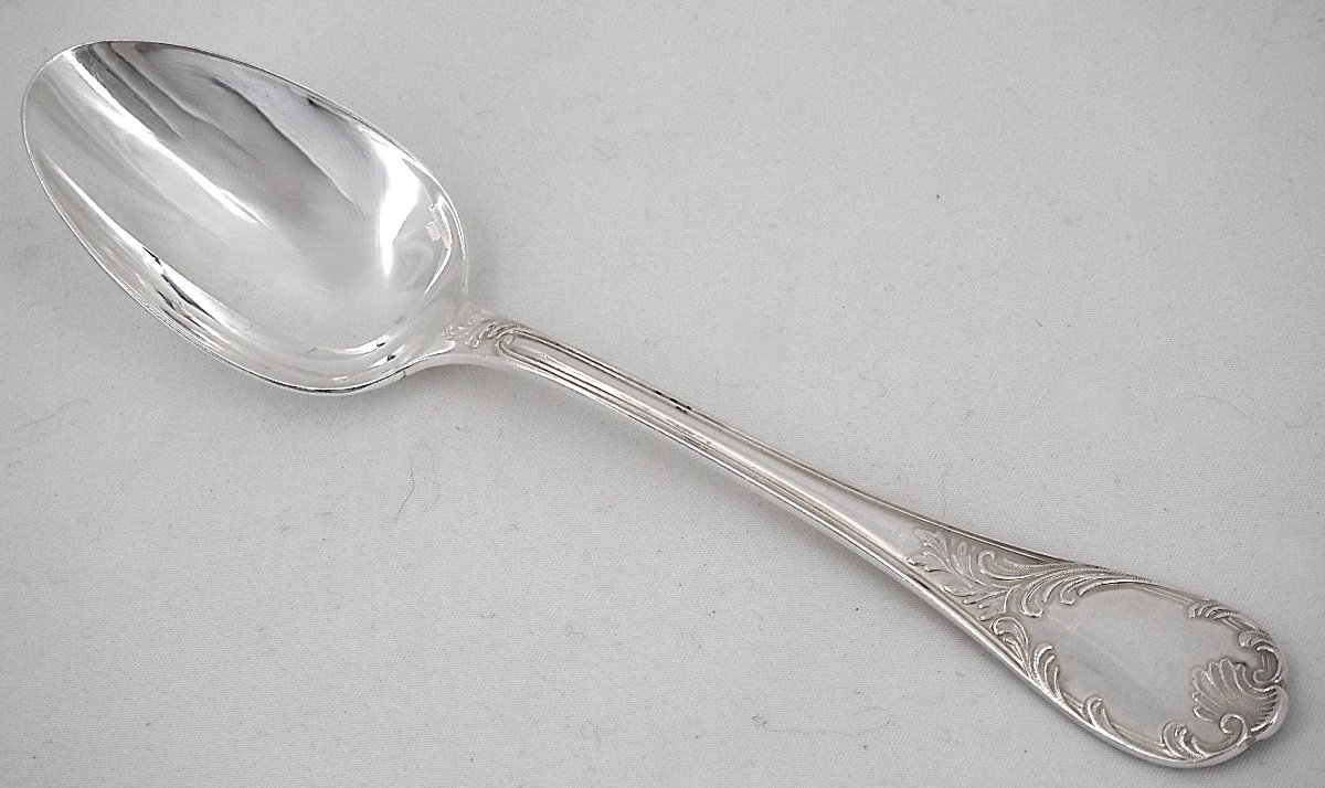 Christofle Marly Model, 12 Dessert Spoons, Silver-plated, 17 Cm.-photo-2