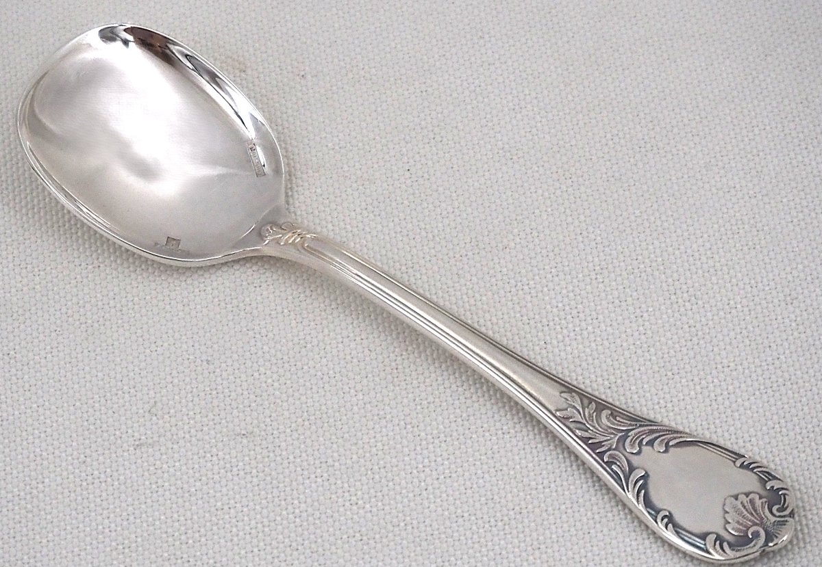 Christofle modèle Marly, 12 cuillères, pelles à glace, métal argenté, 12,8 cm, excellent état.-photo-3