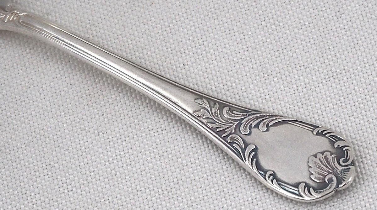 Christofle modèle Marly, 12 cuillères, pelles à glace, métal argenté, 12,8 cm, excellent état.-photo-4