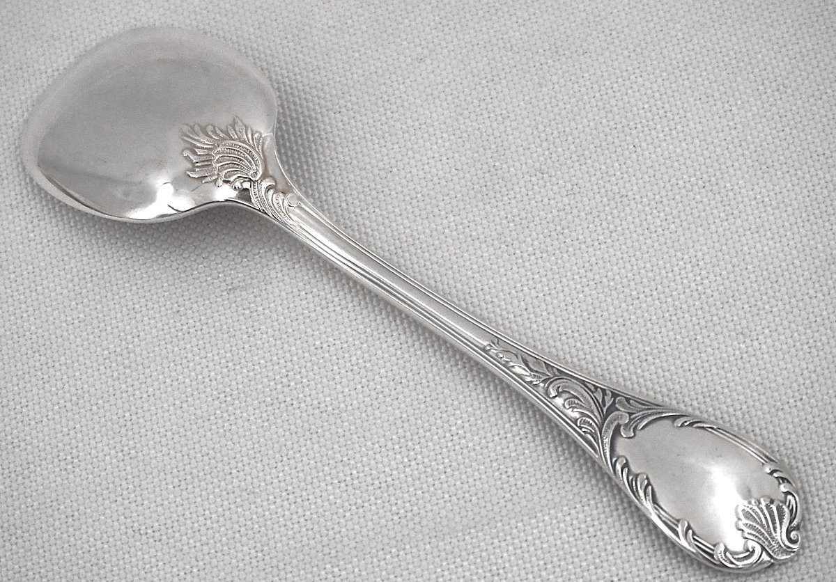 Christofle modèle Marly, 12 cuillères, pelles à glace, métal argenté, 12,8 cm, excellent état.-photo-3